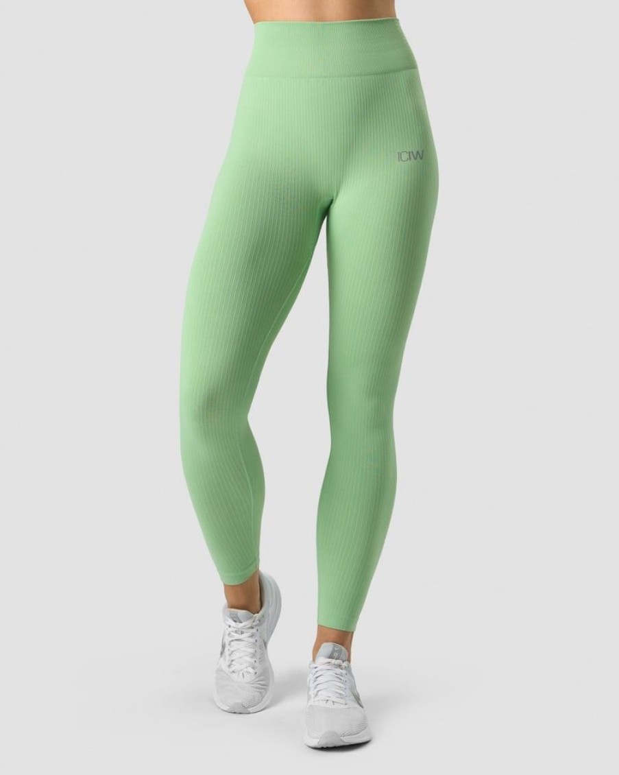 Dame ICIW Tights & Leggings | Ribbed Define Seamless Tights Spring Green