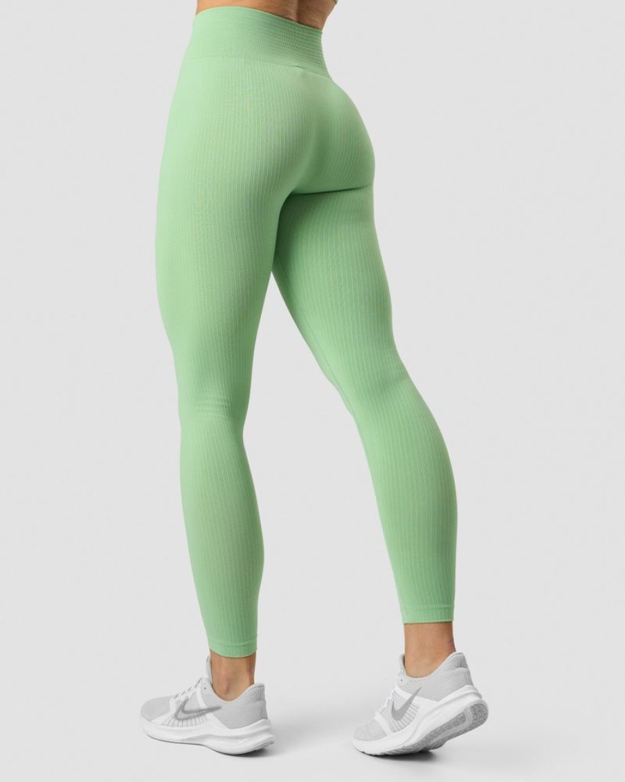 Dame ICIW Tights & Leggings | Ribbed Define Seamless Tights Spring Green