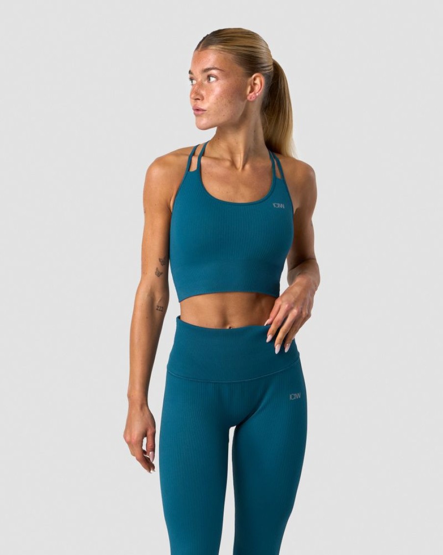 Dame ICIW Sport-Bh | Ribbed Define Seamless Sports Bra Teal