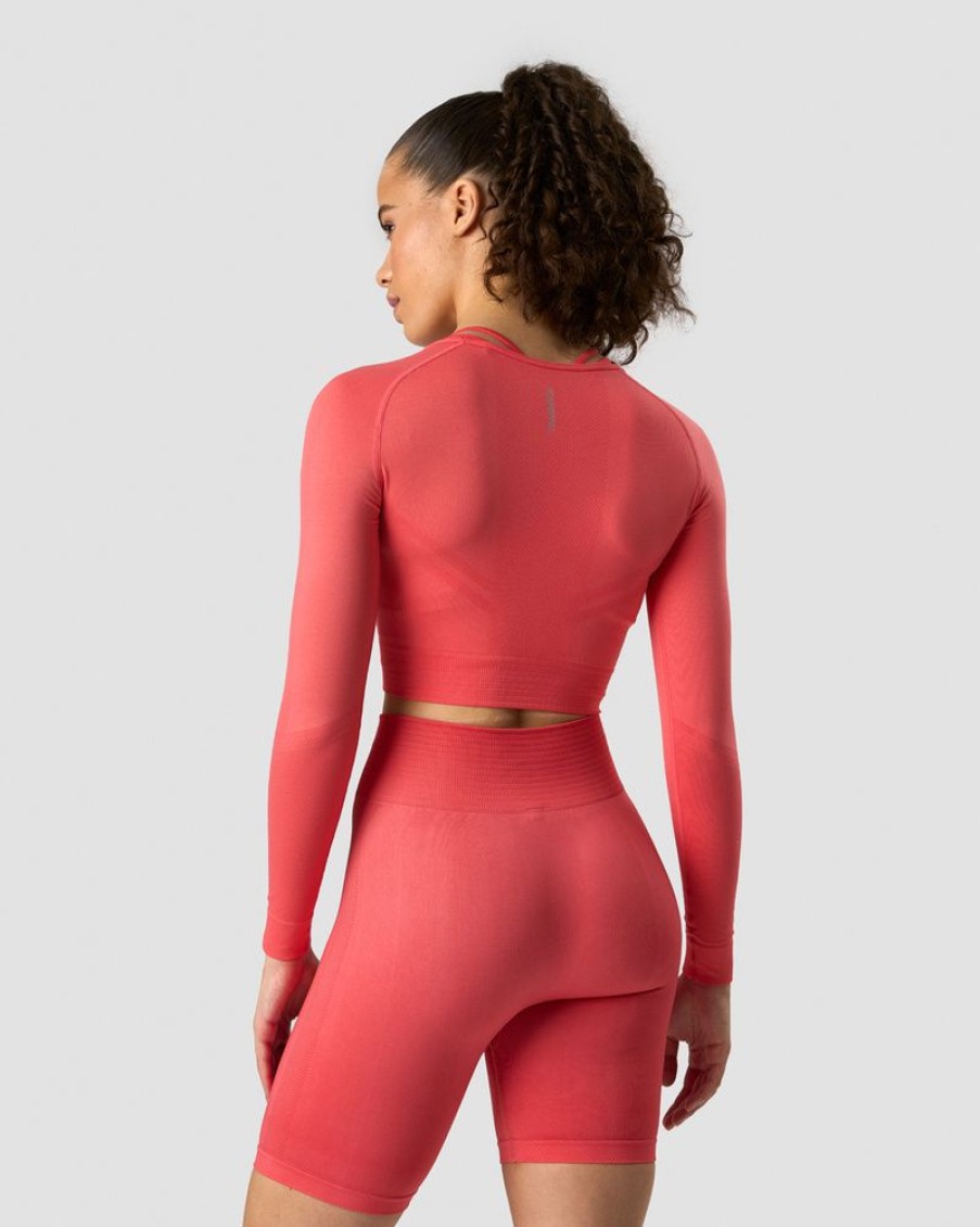 Dame ICIW Seamless | Define Seamless Ls Crop Top Coral