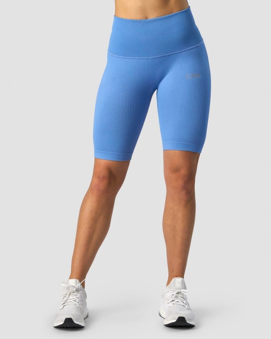 Dame ICIW Seamless | Ribbed Define Seamless Pocket Biker Shorts Pacific Blue