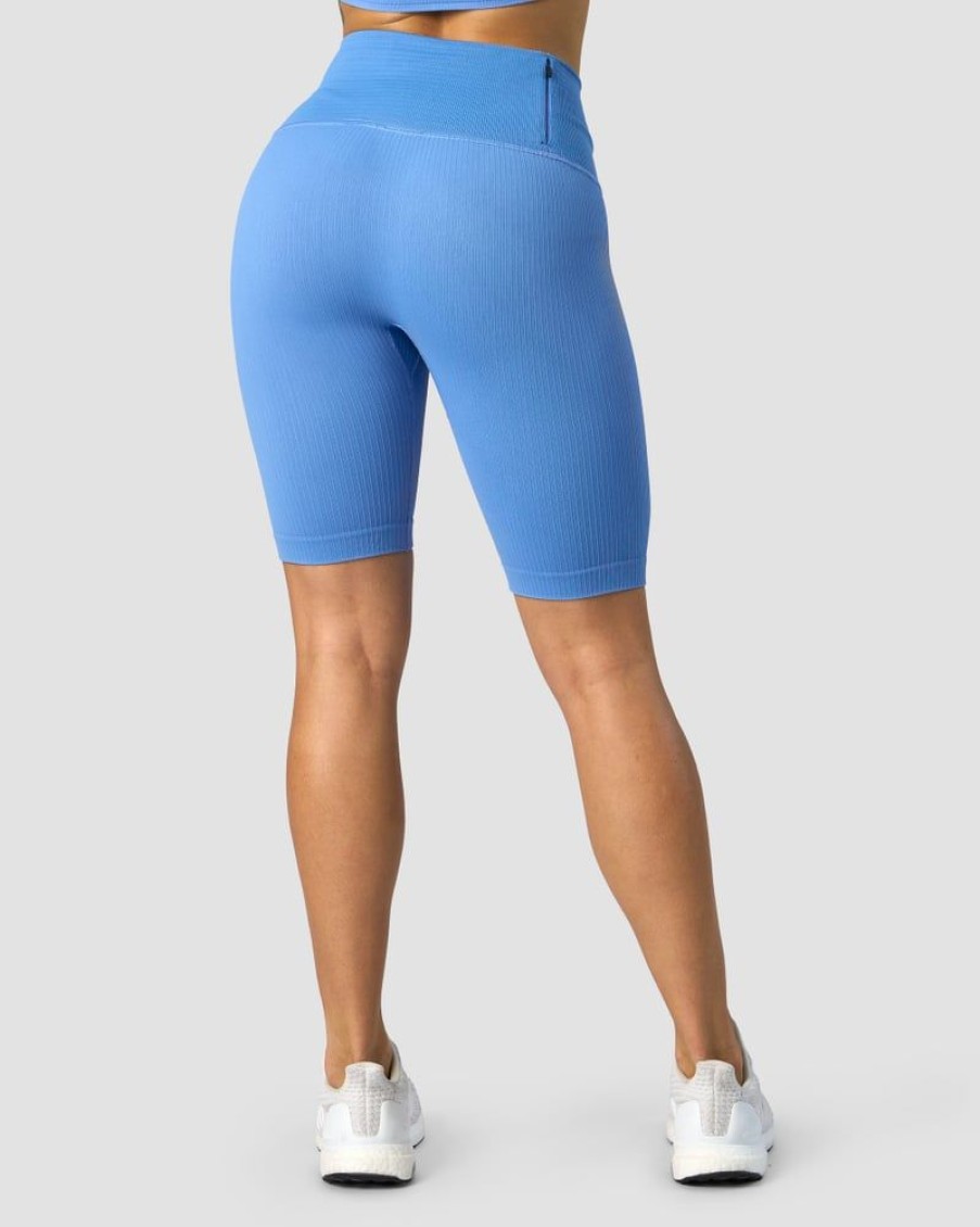 Dame ICIW Seamless | Ribbed Define Seamless Pocket Biker Shorts Pacific Blue