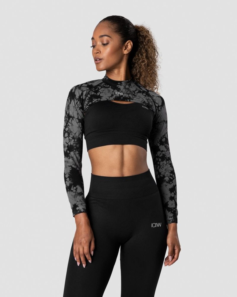 Dame ICIW Seamless | Define Seamless Ls Shoulder Top Tie Dye Black