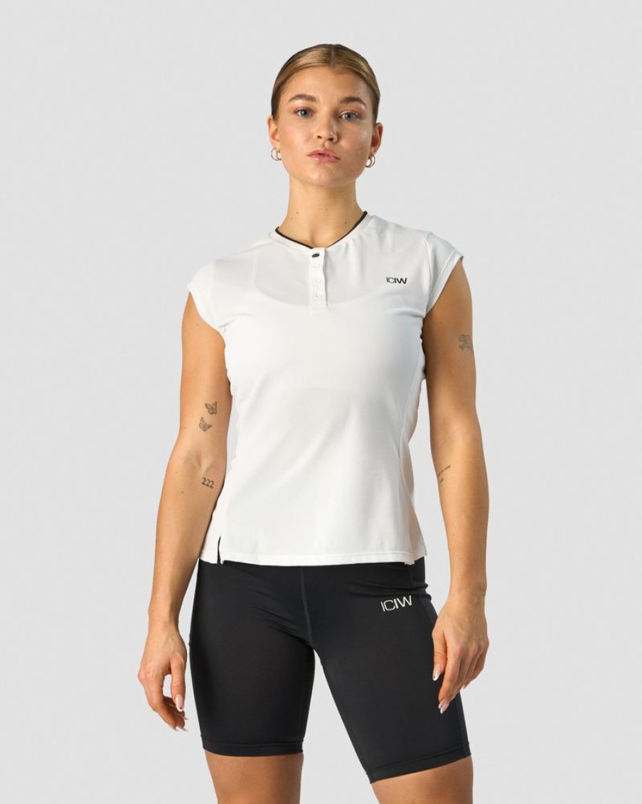 Dame ICIW T-Shirts | Training Pique Polo White/Black Wmn