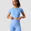 Dame ICIW Seamless | Define Seamless Cropped T-Shirt Daisy Blue