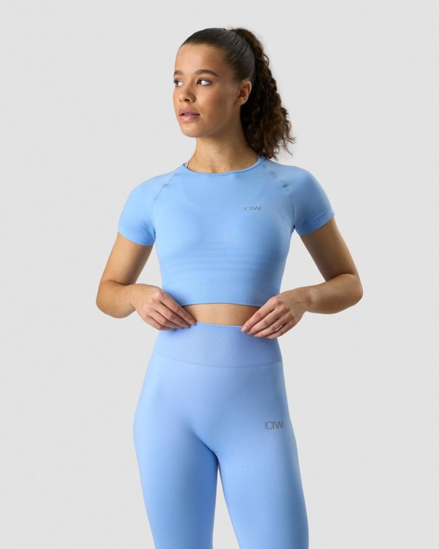 Dame ICIW Seamless | Define Seamless Cropped T-Shirt Daisy Blue