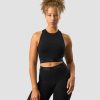 Dame ICIW Seamless | Define Seamless Logo Cropped Tank Top Black