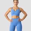 Dame ICIW Sport-Bh | Ribbed Define Seamless Strappy Bra Pacific Blue