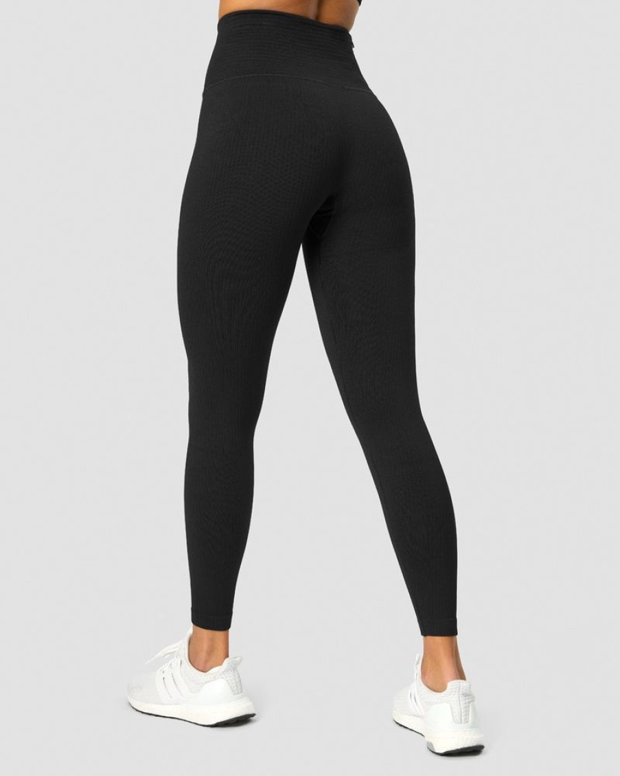 Dame ICIW Tights & Leggings | Ribbed Define Seamless Pocket Tights Black