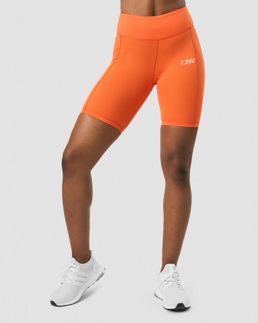 Dame ICIW Shorts | Scrunch V-Shape Pocket Biker Shorts Orange