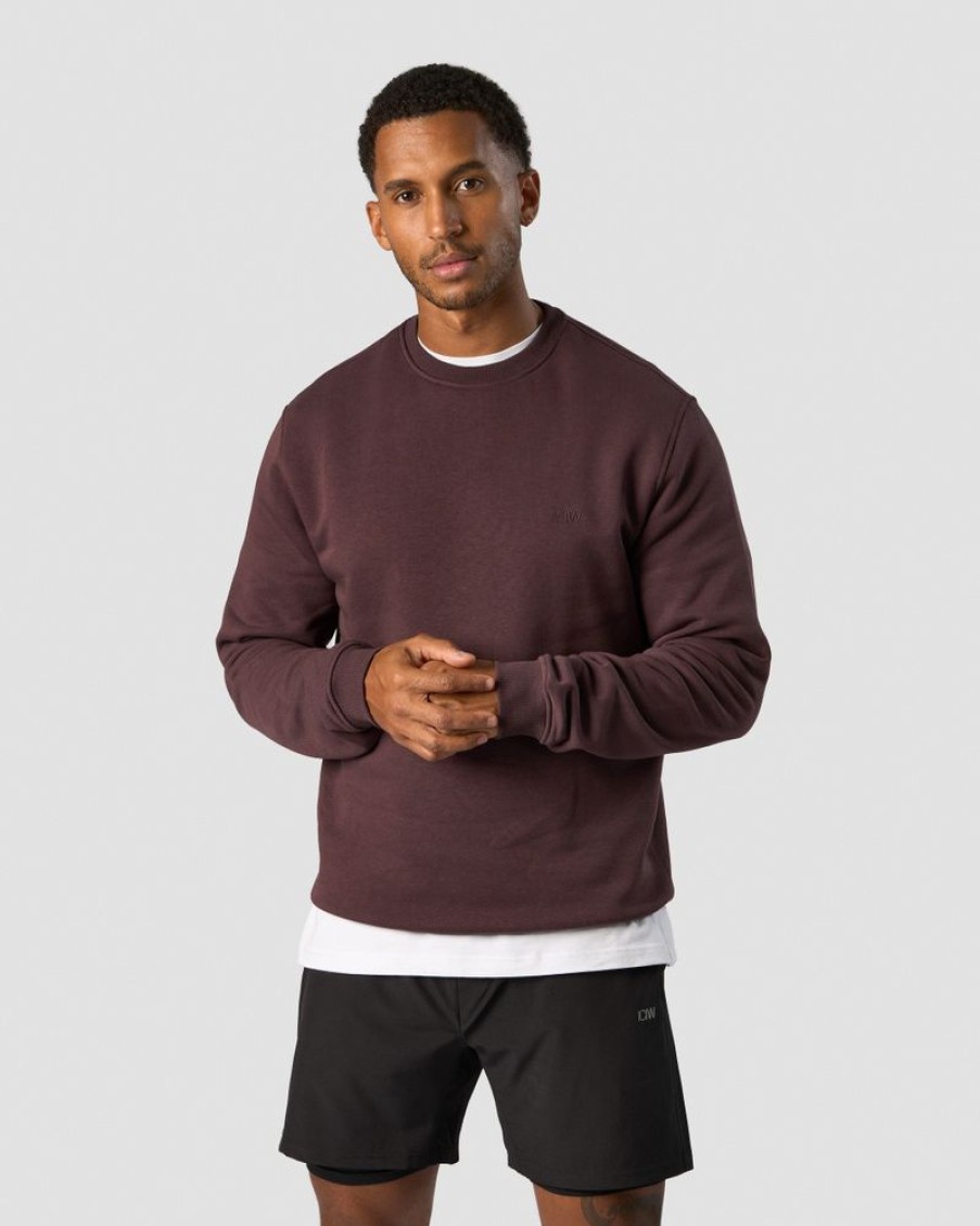 Herre ICIW Langermet | Everyday Crewneck Side Logo Men Burgundy