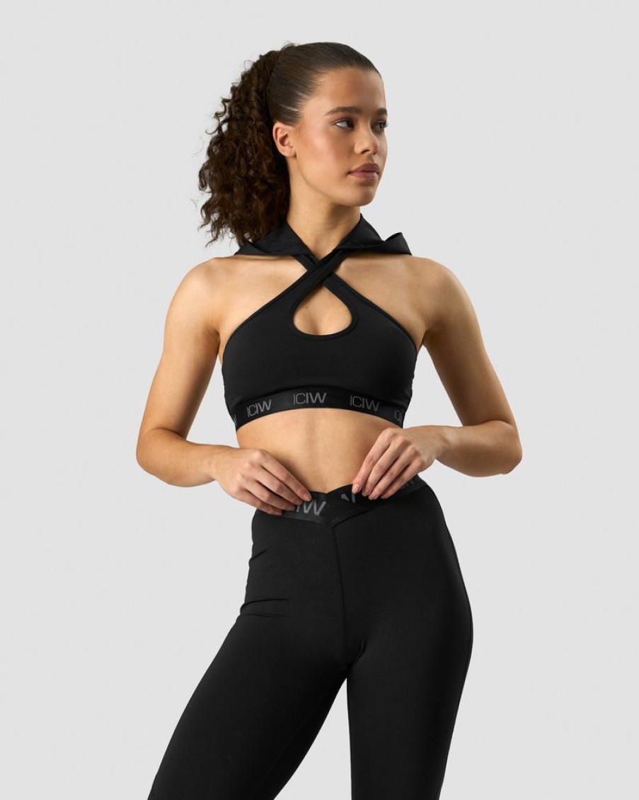 Dame ICIW Sport-Bh | Ultimate Training Hoodie Sports Bra Black