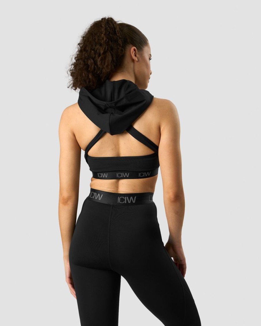 Dame ICIW Sport-Bh | Ultimate Training Hoodie Sports Bra Black