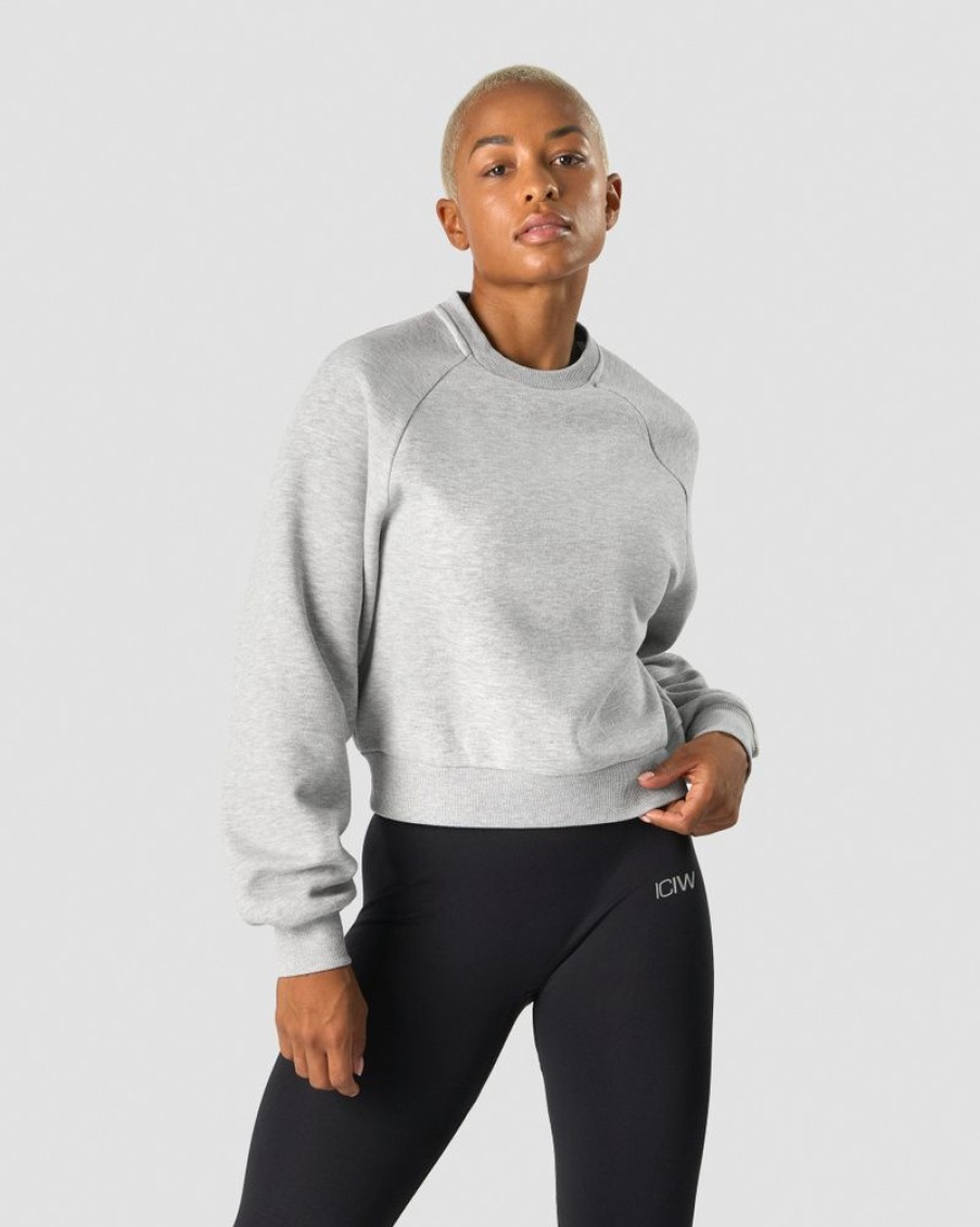 Dame ICIW Langermet | Everyday Cropped Crewneck Light Grey Melange