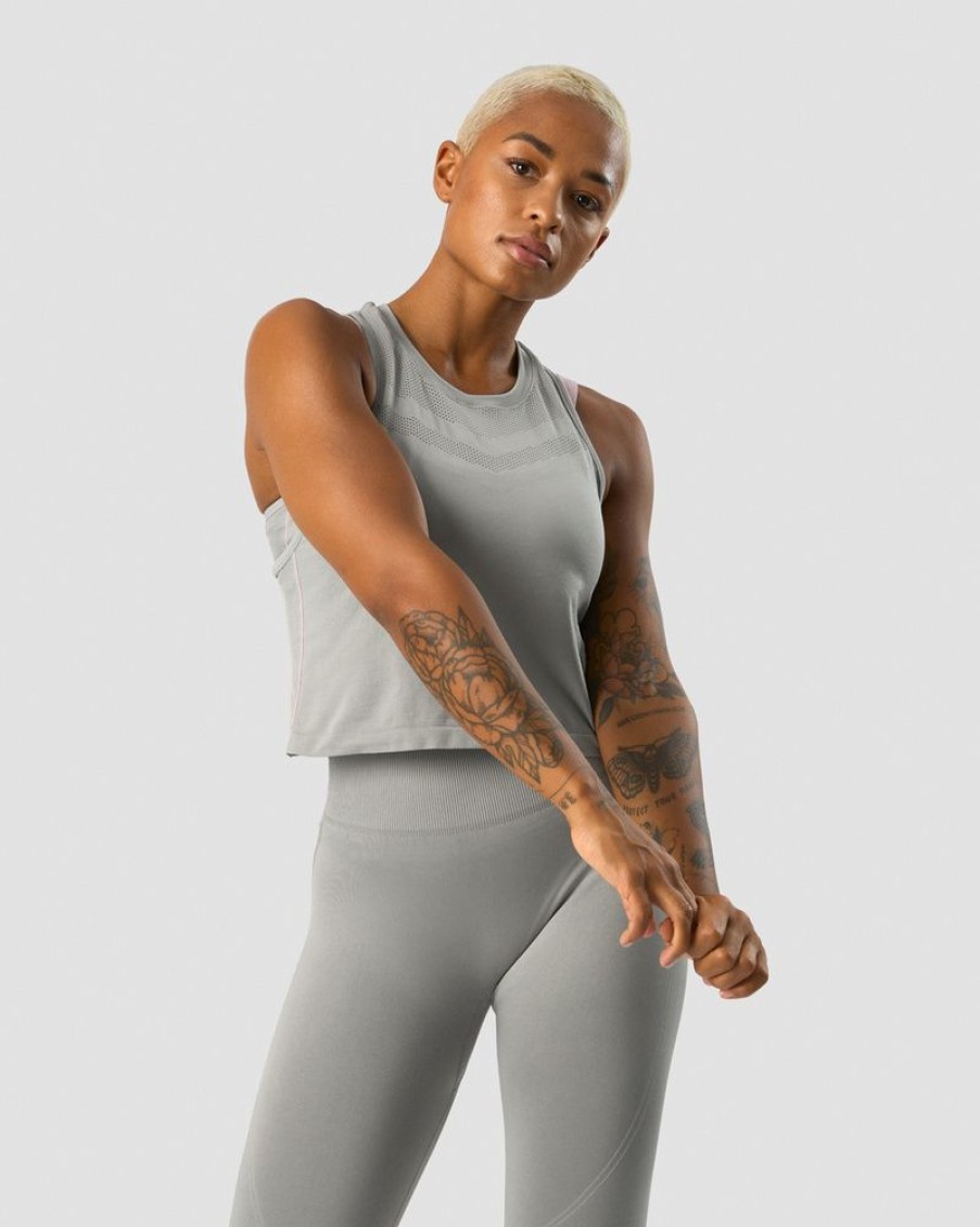 Dame ICIW Seamless | Deluxe Seamless Cropped Tank Top Grey