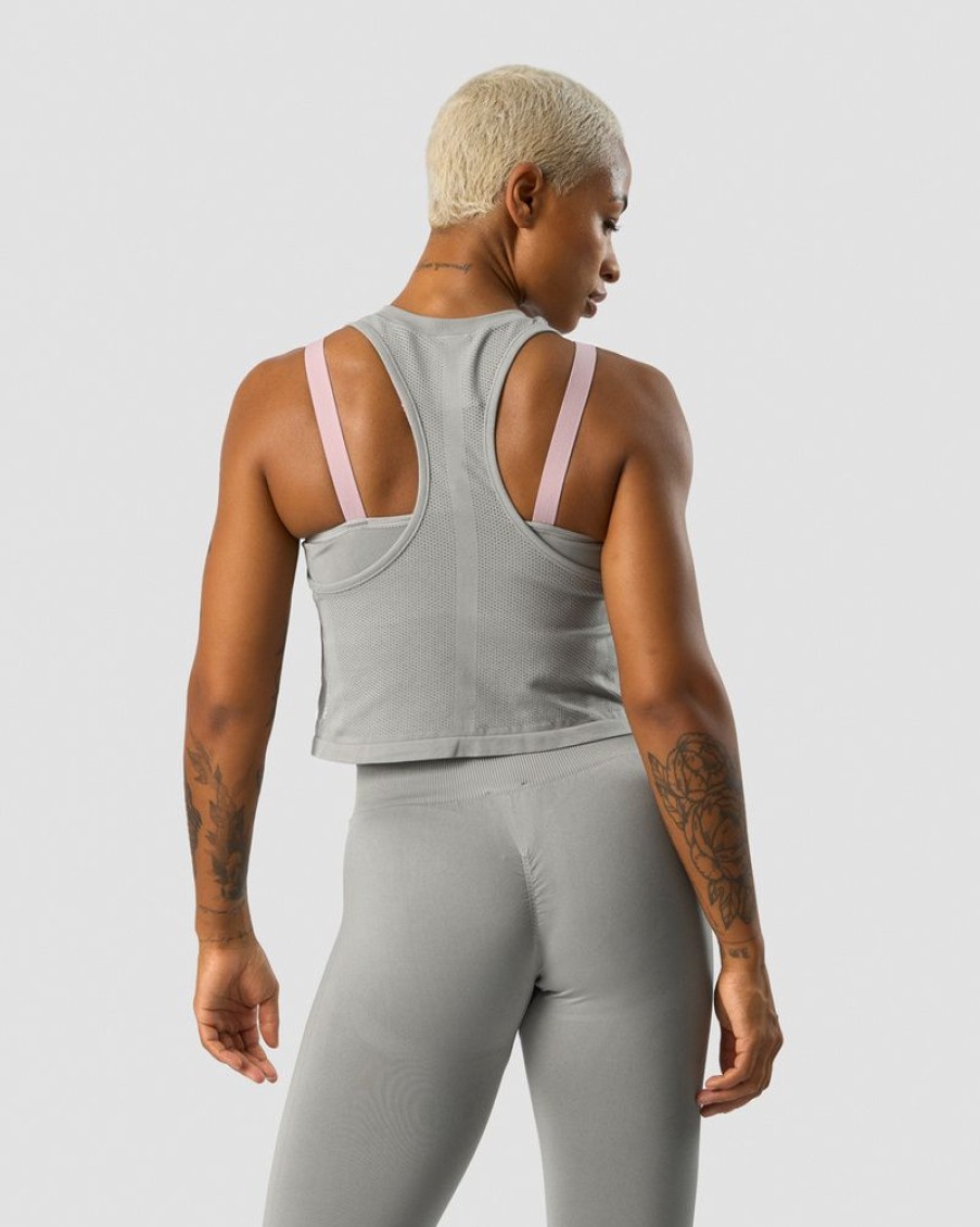 Dame ICIW Seamless | Deluxe Seamless Cropped Tank Top Grey