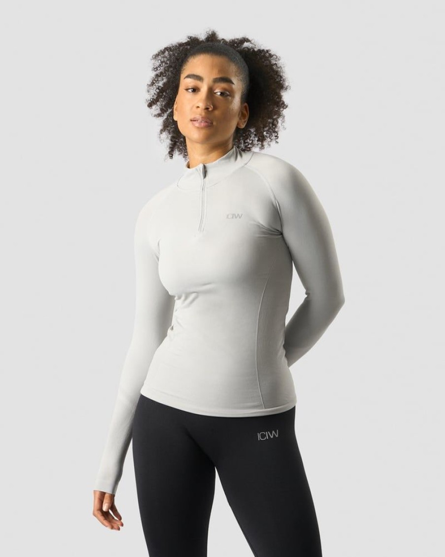 Dame ICIW Seamless | Everyday Seamless 1/4 Zip Wmn Light Grey