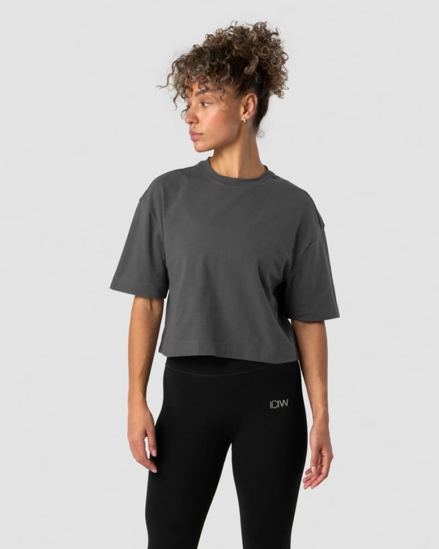 Dame ICIW T-Shirts | Everyday Cotton Cropped T-Shirt Dark Grey