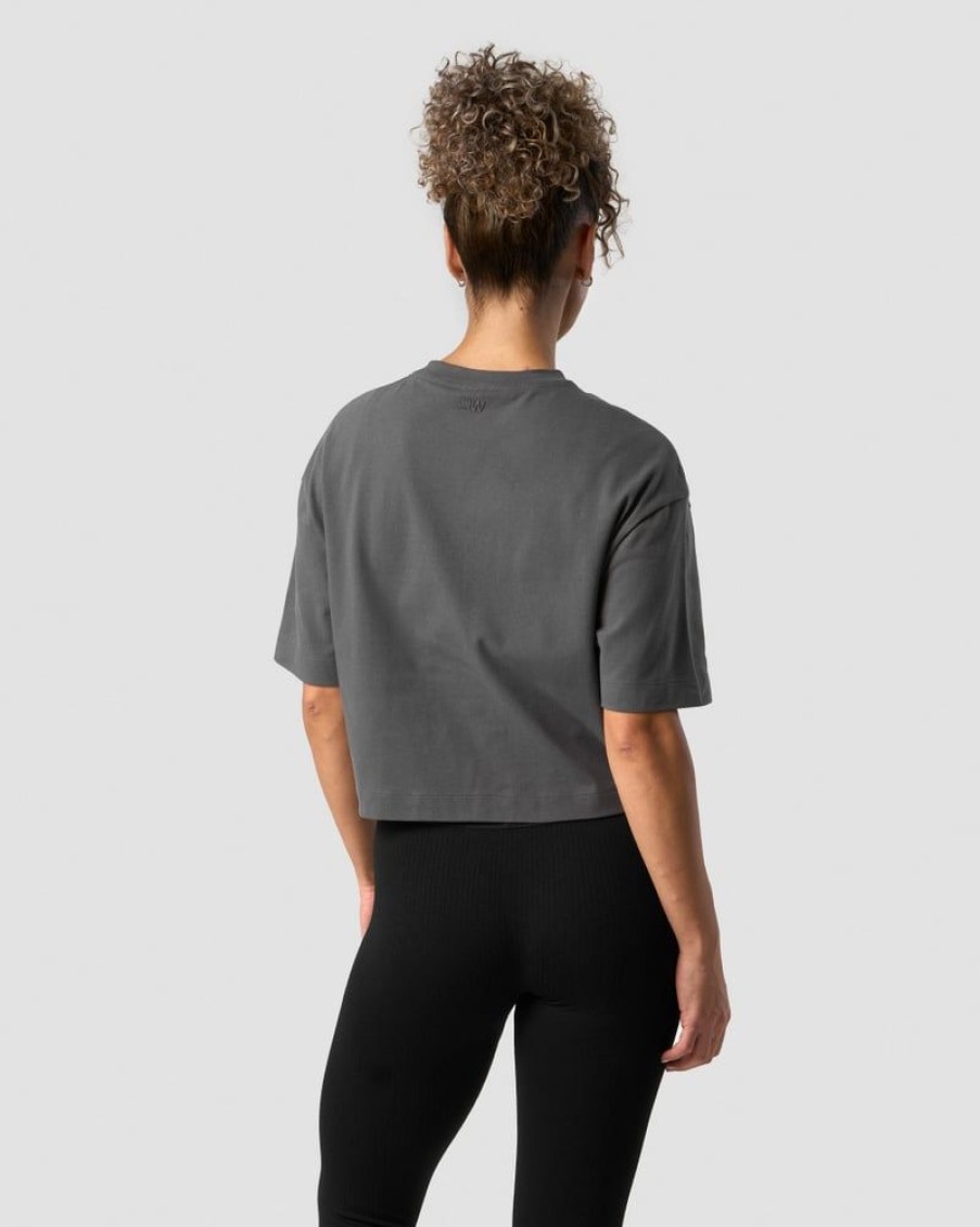 Dame ICIW T-Shirts | Everyday Cotton Cropped T-Shirt Dark Grey