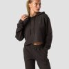 Dame ICIW Langermet | Stride Cropped Hoodie Wmn Charcoal