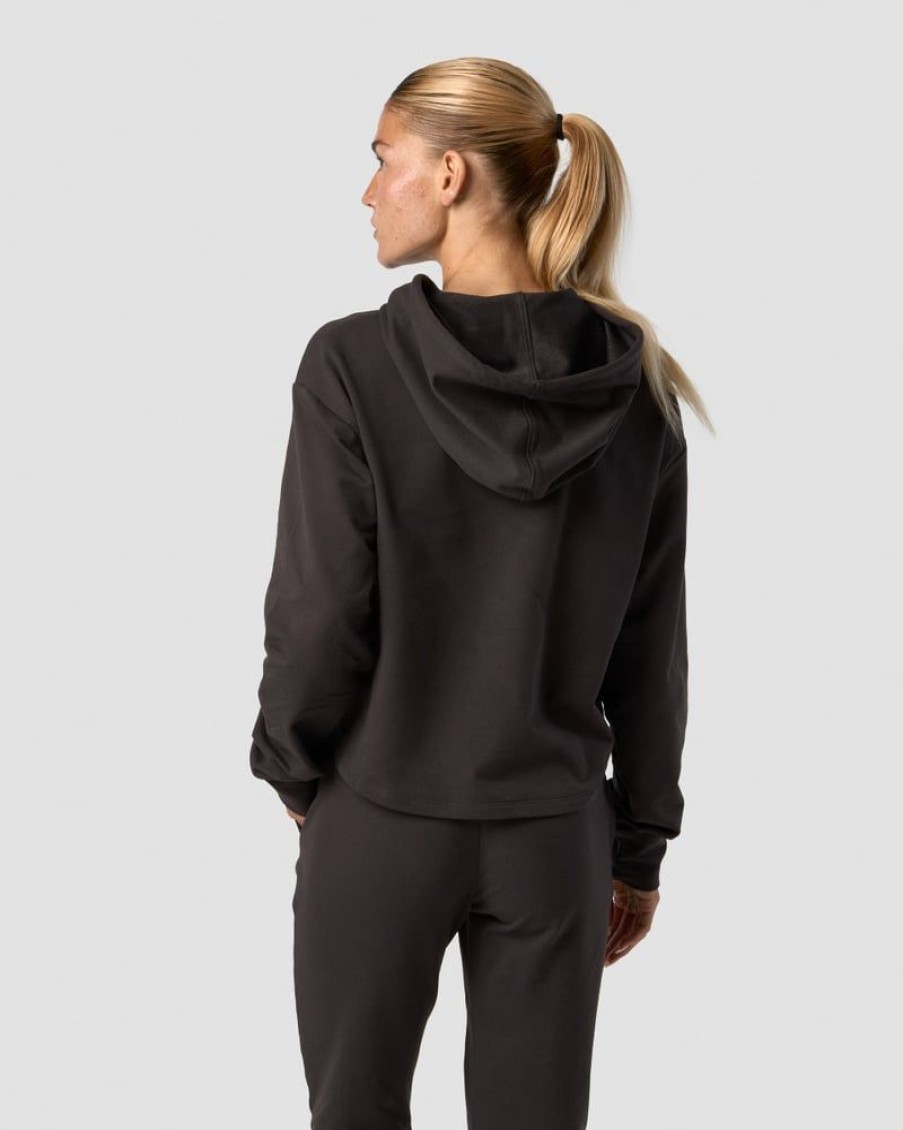 Dame ICIW Langermet | Stride Cropped Hoodie Wmn Charcoal