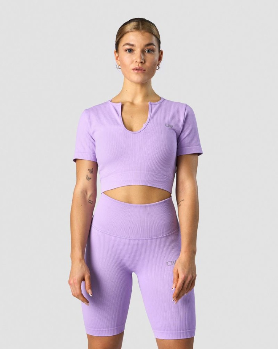 Dame ICIW Seamless | Ribbed Define Seamless Cropped T-Shirt Lavender