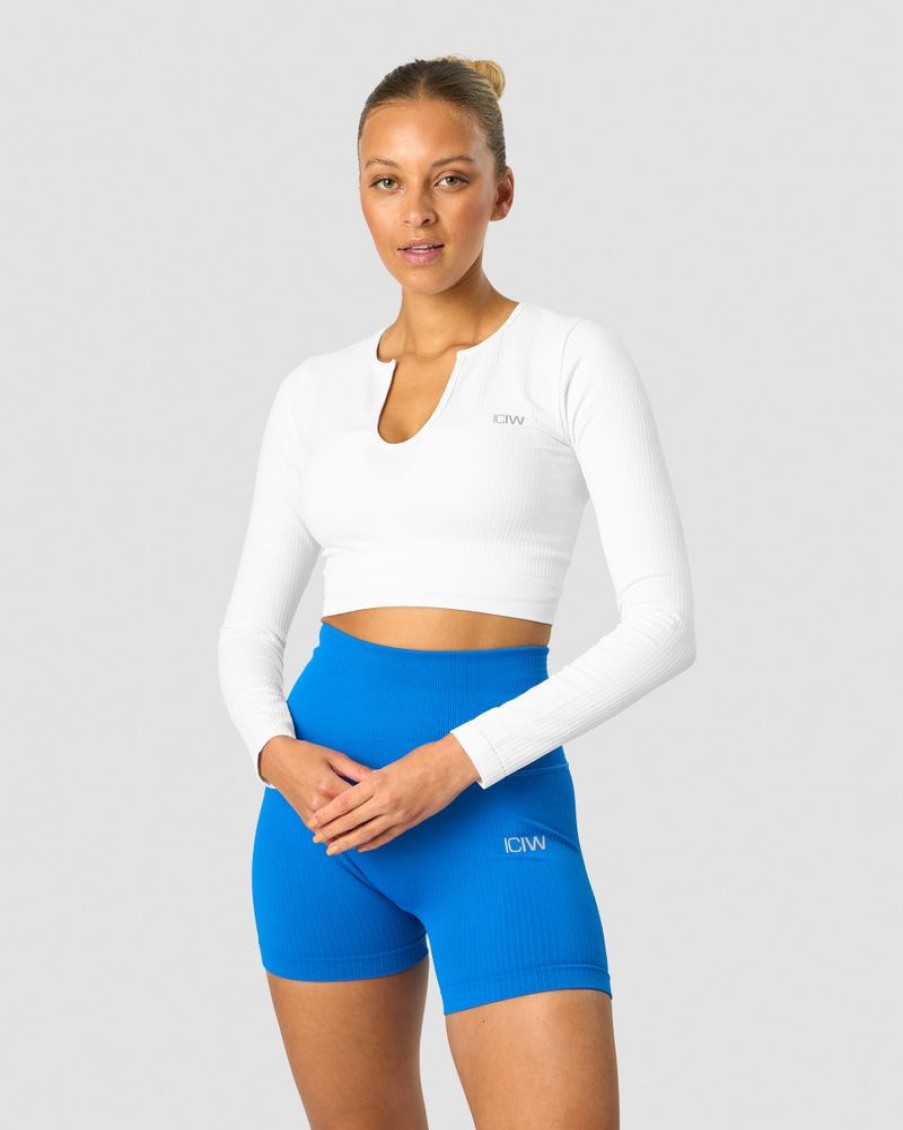 Dame ICIW Seamless | Ribbed Define Seamless Cropped Long Sleeve White