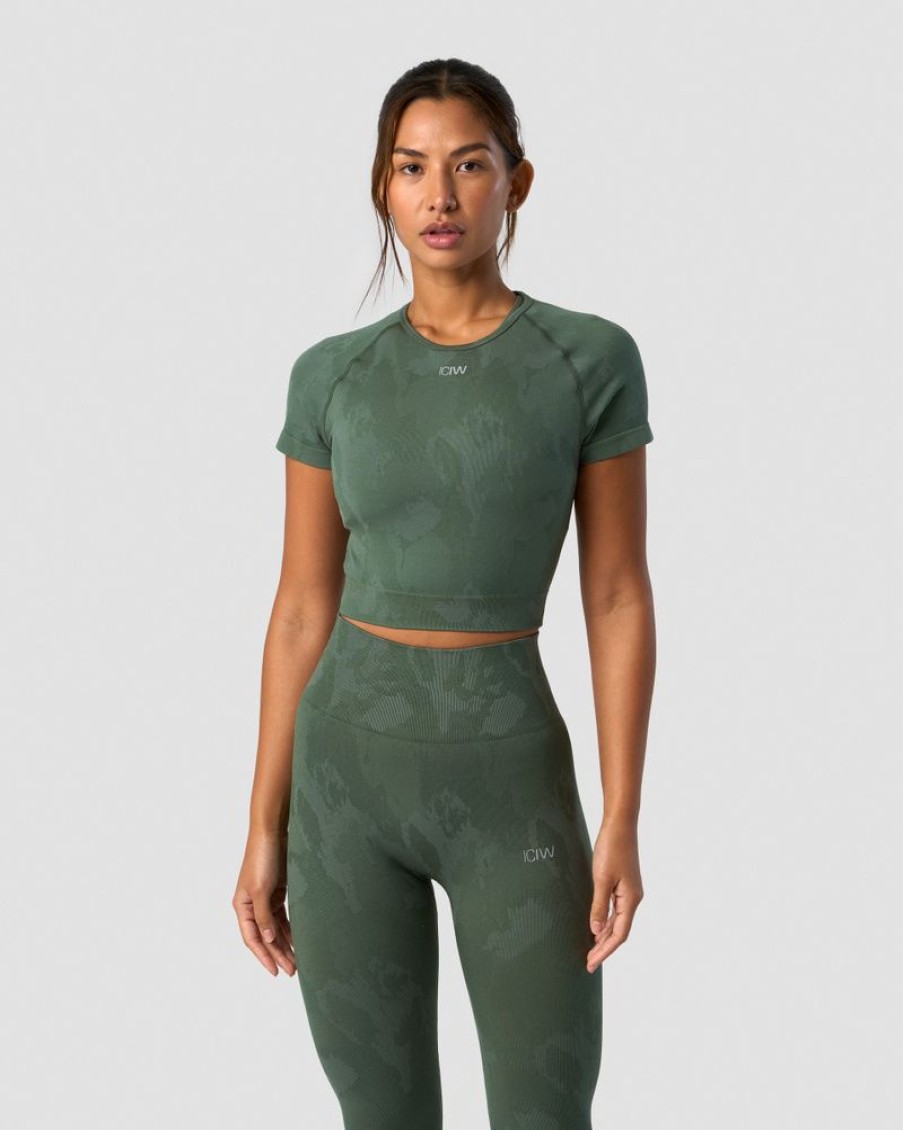 Dame ICIW Seamless | Camo Seamless T-Shirt Green