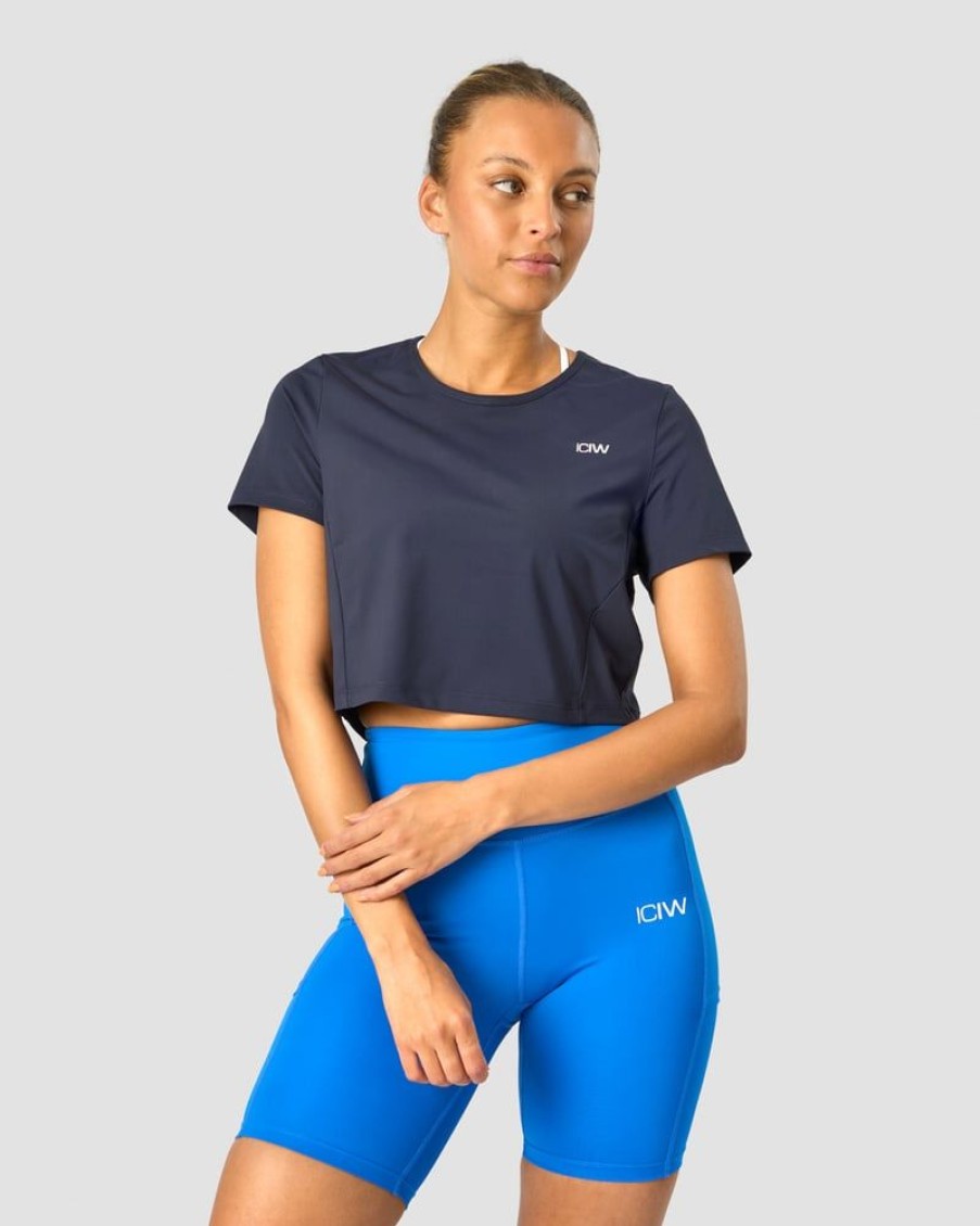 Dame ICIW T-Shirts | Training Cropped T-Shirt Navy