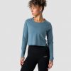 Dame ICIW Langermet | Stride Cropped Long Sleeve Wmn Steel Blue