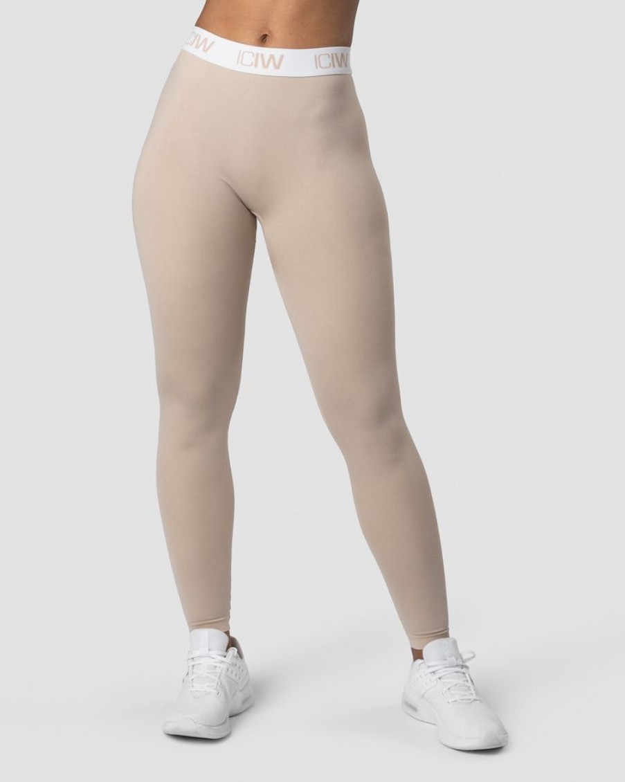 Dame ICIW Tights & Leggings | Define Seamless Logo Tights Wmn Sand/White