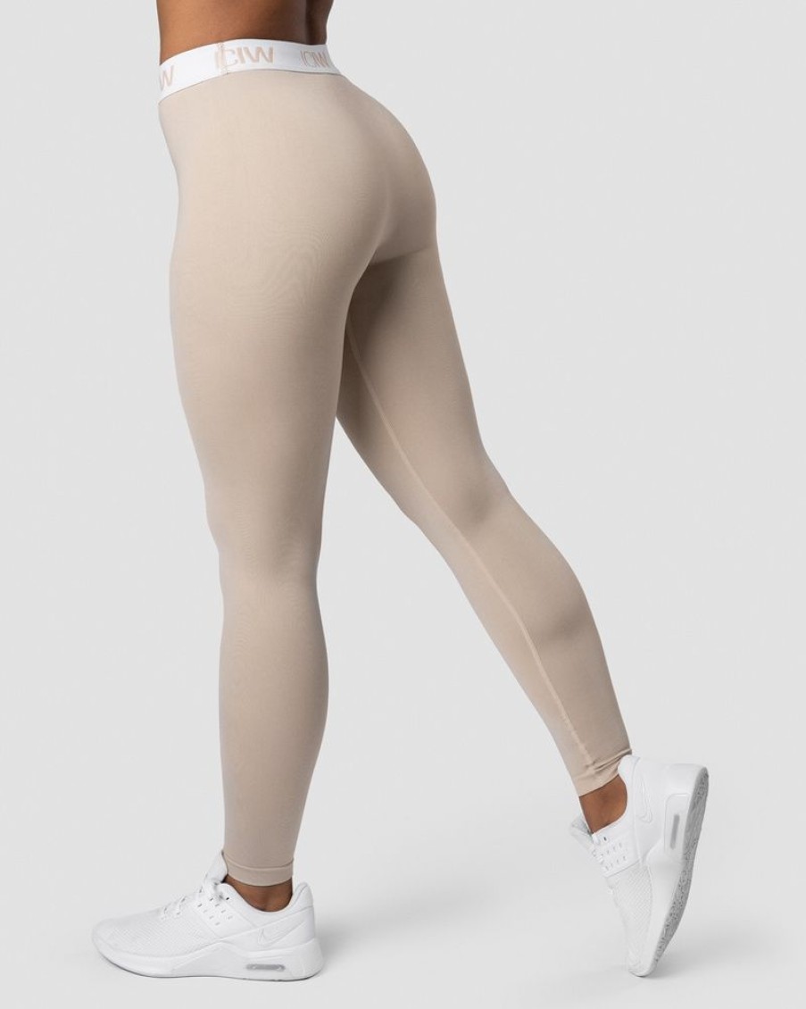 Dame ICIW Tights & Leggings | Define Seamless Logo Tights Wmn Sand/White