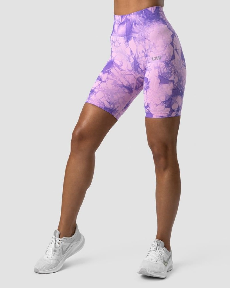 Dame ICIW Seamless | Define Seamless Tie Dye Biker Shorts Purple Breeze