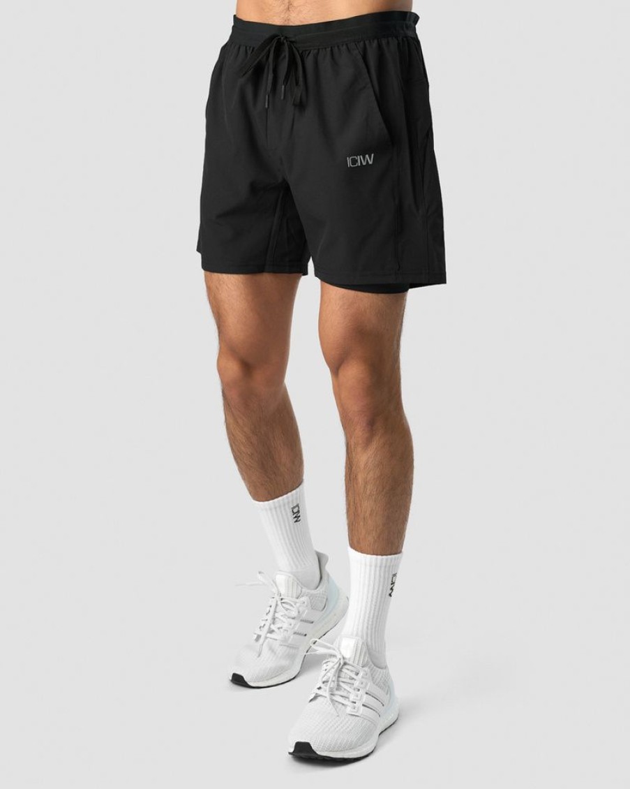 Herre ICIW Shorts | Workout 2-In-1 Shorts Black Men