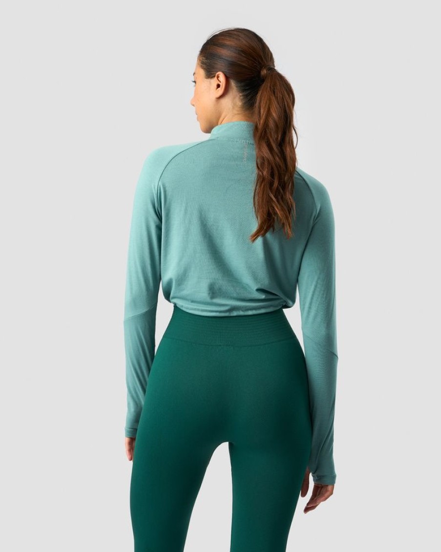 Dame ICIW Langermet | Define Cropped 1/4 Zip Adjustable Mineral Green