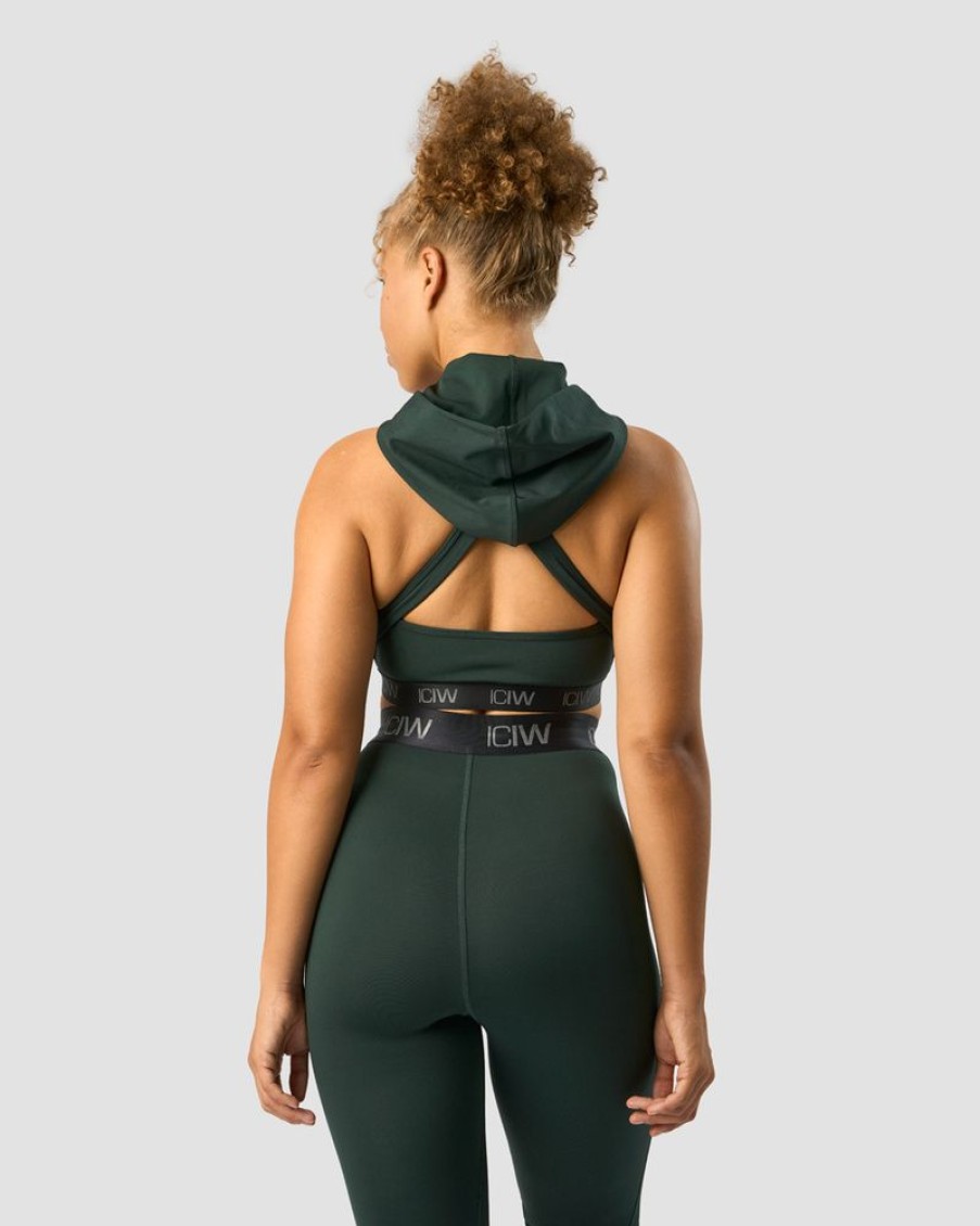 Dame ICIW Sport-Bh | Ultimate Training Hoodie Sports Bra Deep Green