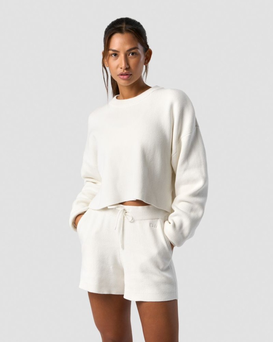 Dame ICIW Langermet | Soft Knit Oversized Cropped Crewneck White