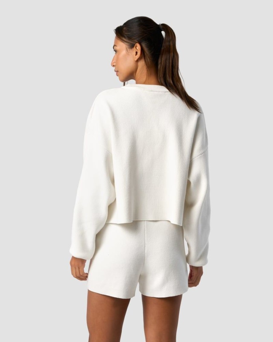 Dame ICIW Langermet | Soft Knit Oversized Cropped Crewneck White