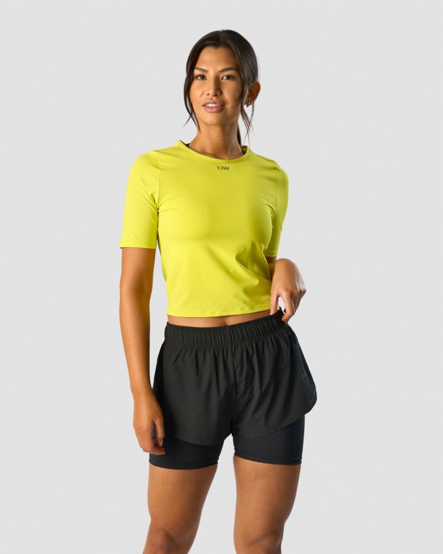 Dame ICIW T-Shirts | Charge Cropped Mid Sleeve Wmn Acid Yellow