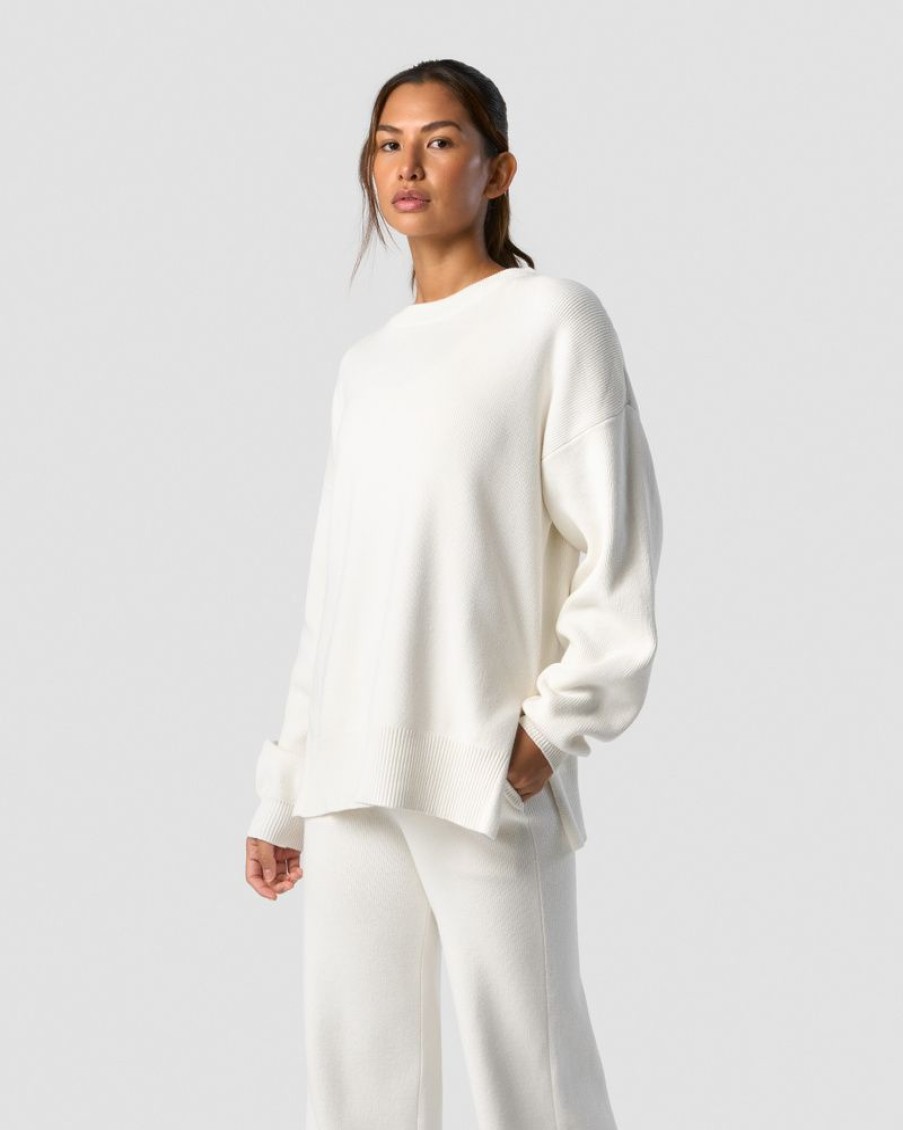 Dame ICIW Langermet | Soft Knit Oversized Crewneck White