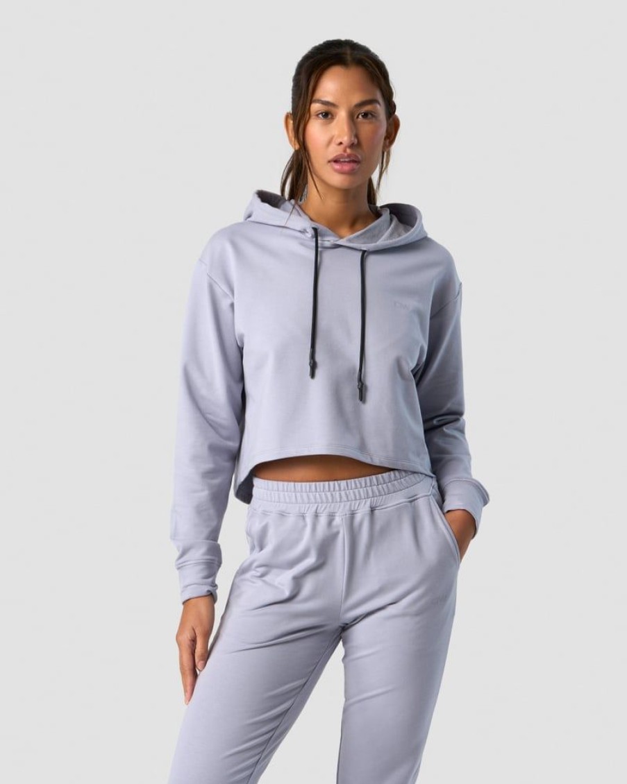 Dame ICIW Langermet | Stride Cropped Hoodie Wmn Light Blue