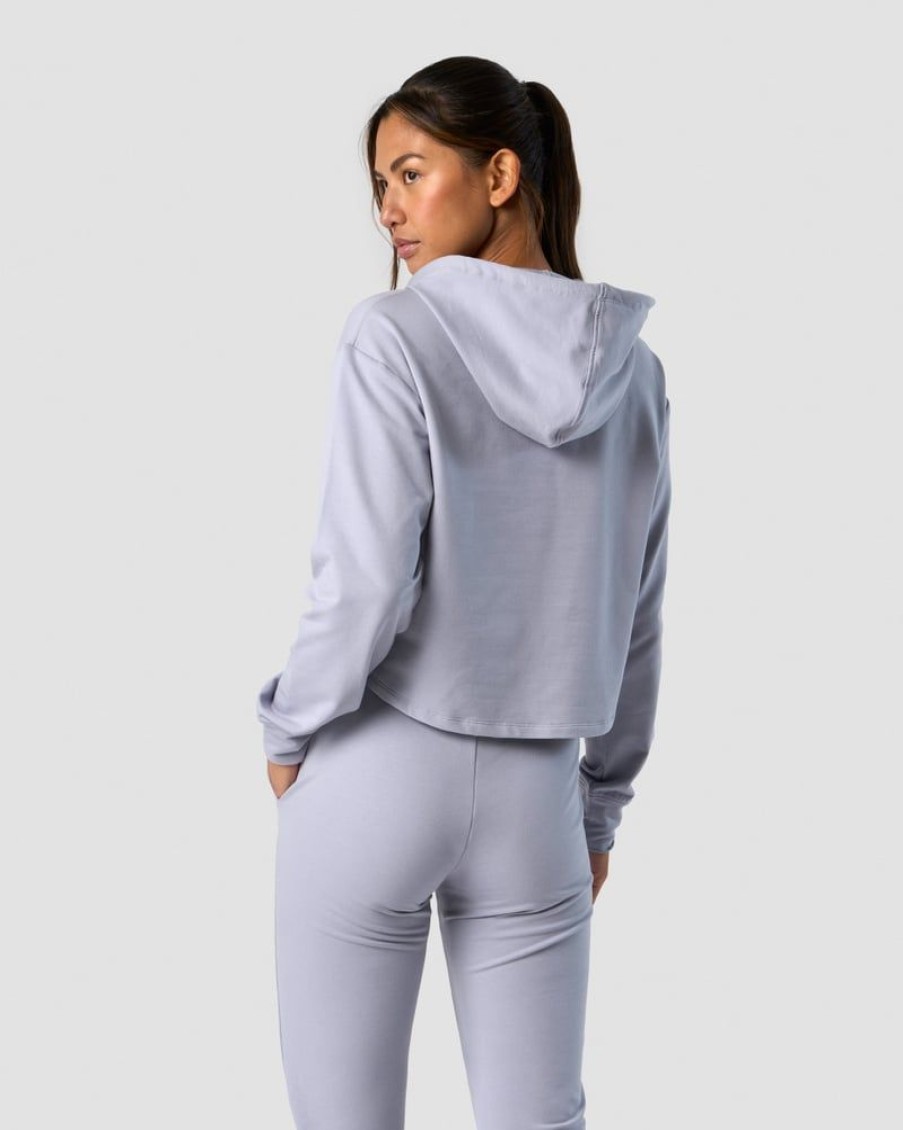 Dame ICIW Langermet | Stride Cropped Hoodie Wmn Light Blue