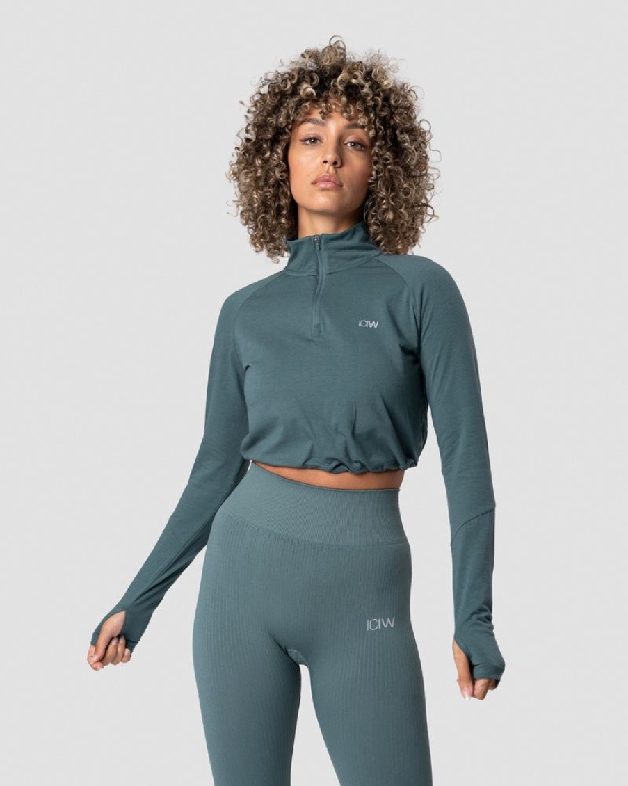 Dame ICIW Langermet | Define Cropped 1/4 Zip Adjustable Jungle Green