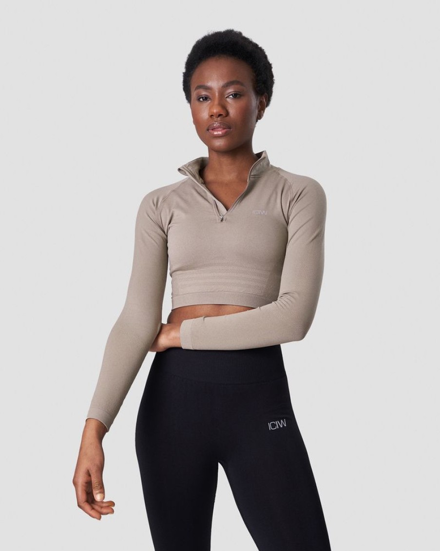 Dame ICIW Langermet | Define Cropped 1/4 Zip Taupe