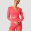 Dame ICIW Seamless | Ribbed Define Seamless Cropped Long Sleeve Coral Red