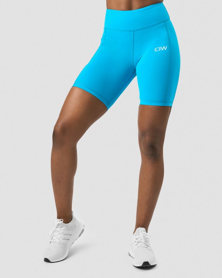 Dame ICIW Shorts | Scrunch V-Shape Pocket Biker Shorts Blue