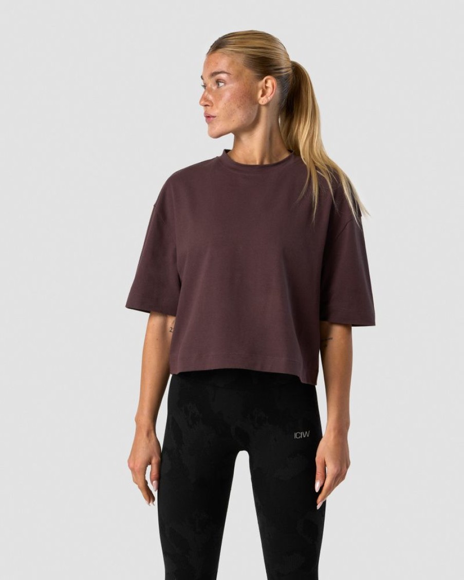 Dame ICIW T-Shirts | Everyday Cotton Cropped T-Shirt Burgundy