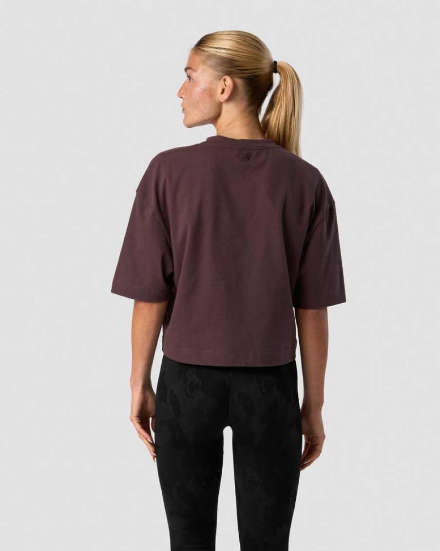 Dame ICIW T-Shirts | Everyday Cotton Cropped T-Shirt Burgundy