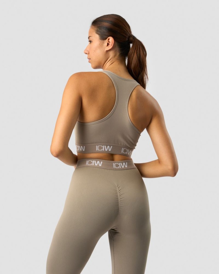 Dame ICIW Sport-Bh | Define Seamless Logo Scrunch Sports Bra Taupe