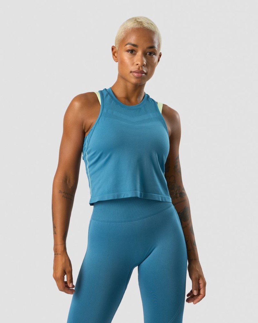 Dame ICIW Seamless | Deluxe Seamless Cropped Tank Top Teal